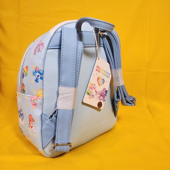 Loungefly Sanrio Hello Kitty & Friends x Care Bears AOP Blue Mini Backpack NEW